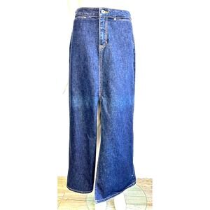 GAP Maxi Denim Skirt Flat Front No Back Pockets Zip Front Slit Blue Size SMALL